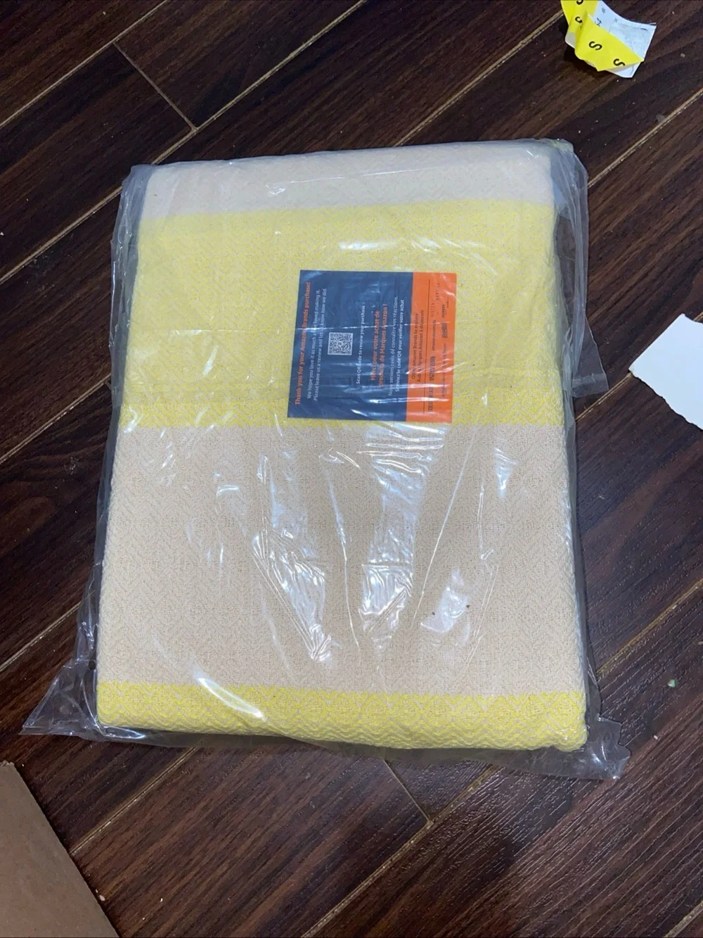 Yellow & Cream Cotton Woven With Tassels  Blanket 60 X 80”